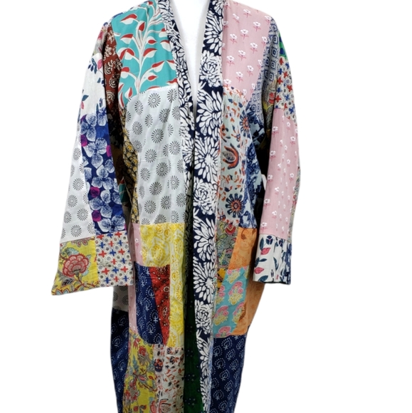 Other - Patchwork Pattern Cotton Robe Kimono Cottagecore